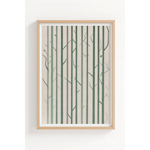 Orman Manzaraları 3 Parçalı Ahşap Çerçeveli Tablo Seti - Modern Doğa