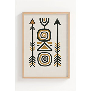 Afrika Tribal Sanat Desenli 3’lü Ahşap Çerçeveli Tablo Seti