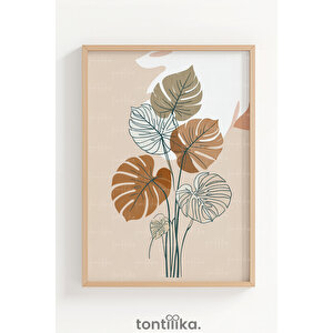 Minimalist Doğa Ve Ay 3 Parçalı Ahşap Çerçeveli Tablo Seti 50x70 cm