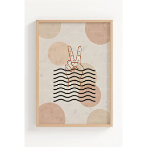 Soyut Minimalist 3 Parçalı Ahşap Çerçeveli Tablo Seti