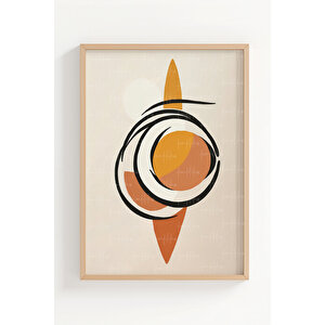 Soyut Geometrik Minimal Çizgiler 3 Parçalı Ahşap Çerçeveli Tablo Seti