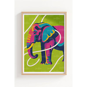 Cesur Sanat Renkli Hayvanlar 3 Parçalı Ahşap Çerçeveli Tablo Seti 21x30 cm