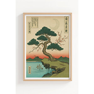 Japon Ukiyo-e Klasik Sanat 3’lü Ahşap Çerçeveli Tablo Seti