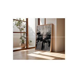 Soyut Minimalizm 3 Parçalı Ahşap Çerçeveli Tablo Seti-2 21x30 cm