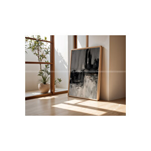 Soyut Minimalizm 3 Parçalı Ahşap Çerçeveli Tablo Seti-2 21x30 cm