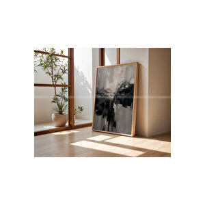 Soyut Minimalizm 3 Parçalı Ahşap Çerçeveli Tablo Seti-2