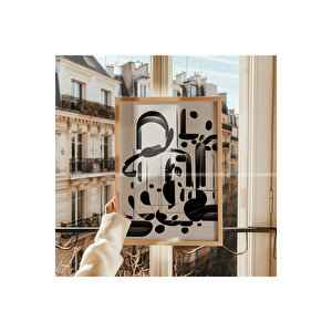 Soyut Geometri 3 Parçalı Ahşap Çerçeveli Tablo Seti