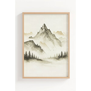 Dağ Ve Doğa Manzaralı 3’lü Modern Ahşap Çerçeveli Tablo Seti - Salon Dekoru 30x42 cm