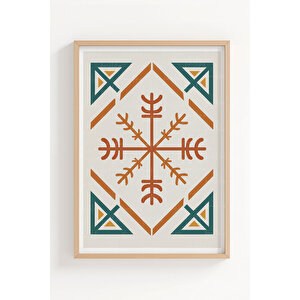 Viking Sembolleri 3lü Ahşap Çerçeveli Tablo Seti - İskandinav Kültür Ve Mitoloji