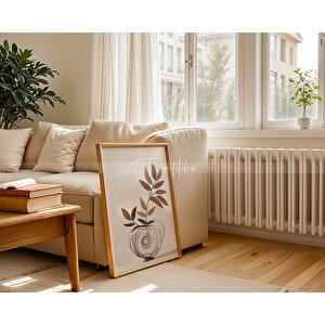 Minimal Doğal Motifli 3'lü Ahşap Çerçeveli Tablo Seti 50x70 cm