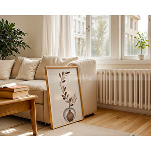 Minimal Doğal Motifli 3'lü Ahşap Çerçeveli Tablo Seti 50x70 cm