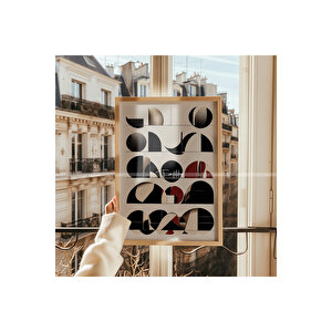 Soyut Geometri 3 Parçalı Ahşap Çerçeveli Tablo Seti-2 30x42 cm