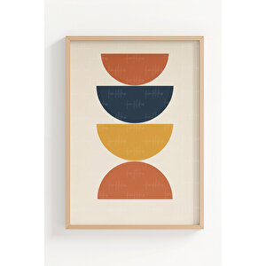 Minimalist Geometrik Desenli 3’lü Ahşap Çerçeveli Tablo Seti 30x42 cm