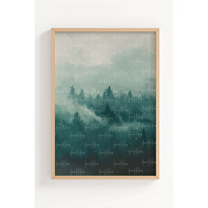 Sisli Orman 3’lü Modern Ahşap Çerçeveli Tablo Seti - Salon Dekoru 50x70 cm