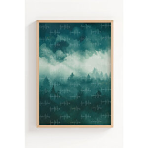 Sisli Orman 3’lü Modern Ahşap Çerçeveli Tablo Seti - Salon Dekoru 50x70 cm