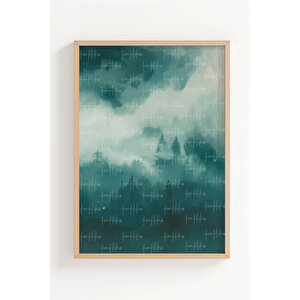 Sisli Orman 3’lü Modern Ahşap Çerçeveli Tablo Seti - Salon Dekoru