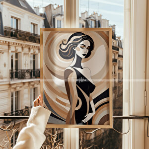 Modern Kadın Silüet Temalı 3'lü Ahşap Çerçeveli Tablo Seti 30x42