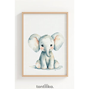 Sevimli Hayvanlar 3’lü Ahşap Çerçeveli Dekoratif Tablo Seti – Zürafa, Fil Ve Tavşan