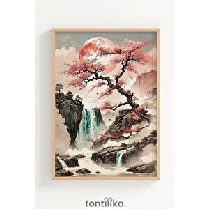 Japon Manzaraları 3 Parçalı Ahşap Çerçeveli Tablo Seti 21x30 cm