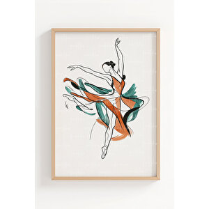 Balerin Figürlü 3’lü Modern Ahşap Çerçeveli Tablo Seti - Çalışma Odası Dekoru 50x70 cm