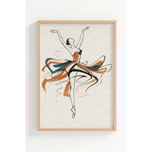 Balerin Figürlü 3’lü Modern Ahşap Çerçeveli Tablo Seti - Çalışma Odası Dekoru