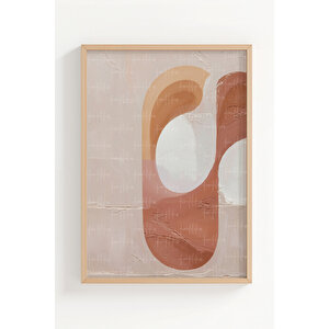 Soyut Geometrik Formlar 3 Parçalı Ahşap Çerçeveli Tablo Seti 21x30 cm