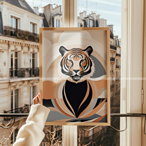 Kaplan Temalı 3'lü Ahşap Çerçeveli Tablo Seti 21x30 21x30 cm