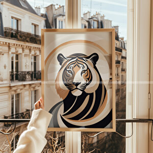 Kaplan Temalı 3'lü Ahşap Çerçeveli Tablo Seti 21x30 21x30 cm