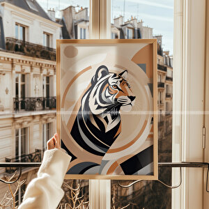 Kaplan Temalı 3'lü Ahşap Çerçeveli Tablo Seti 21x30