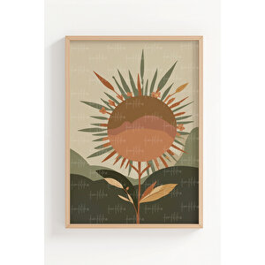 Retro Güneş Ve Doğa 3 Parçalı Ahşap Çerçeveli Tablo Seti 30x42 cm