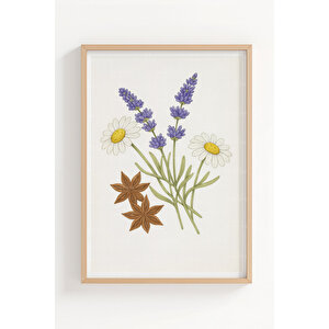 Baharat & Bitki Botanik 3’lü Dekoratif Ahşap Çerçeveli Tablo Seti – Mutfak Duvar Dekoru