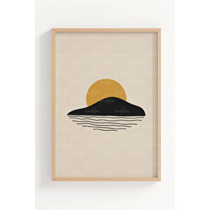 Minimalist Geometrik 3 Parçalı Ahşap Çerçeveli Tablo Seti 50x70 cm