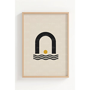 Minimalist Geometrik 3 Parçalı Ahşap Çerçeveli Tablo Seti