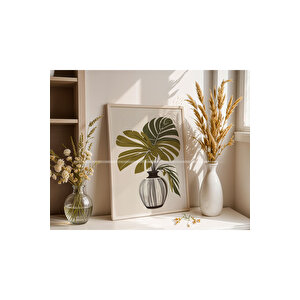 Minimalist Bitkiler 3 Parçalı Ahşap Çerçeveli Tablo Seti-2