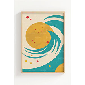 Renkli Kuş, Güneş Ve Çiçek 3 Parçalı Ahşap Çerçeveli Tablo Seti 50x70 cm