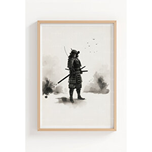 Samuray Japon Tapınak Ve Bonsai 3’lü Ahşap Çerçeveli Tablo Seti - Asya Kültürü Duvar Dekoru 30x42 cm