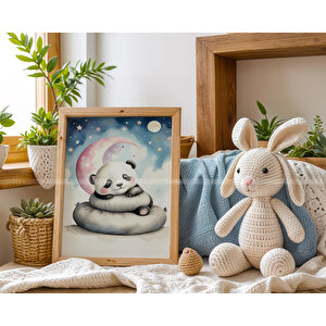 Panda, Fil Ve Tilki 3’lü 1. Kalite Ahşap Çerçeveli Tablo Seti – Bebek Odası Dekoru 30x42 cm