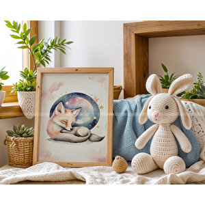 Panda, Fil Ve Tilki 3’lü 1. Kalite Ahşap Çerçeveli Tablo Seti – Bebek Odası Dekoru