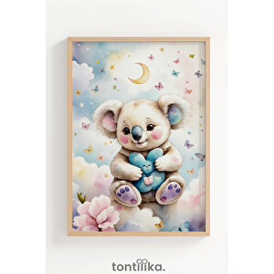 Kelebekler Ve Peluş Dostlar 3’lü Ahşap Çerçeveli Dekoratif Tablo Seti