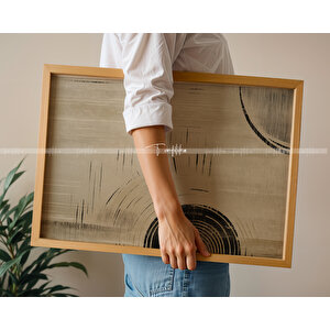 Minimal Geometrik Desenler 3'lü Ahşap Çerçeveli Tablo Seti 21x30 cm