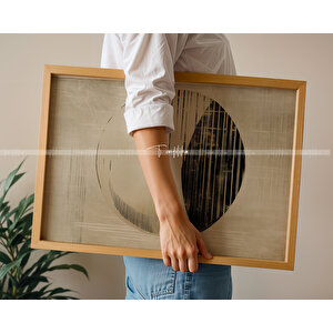 Minimal Geometrik Desenler 3'lü Ahşap Çerçeveli Tablo Seti 21x30 cm