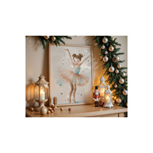 Bebek Ve Çocuk Odası Balerin Kızlar Tema Ahşap Çerçeveli 3'lü Tablo Seti 50x70 cm