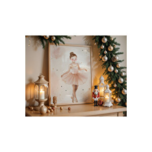 Bebek Ve Çocuk Odası Balerin Kızlar Tema Ahşap Çerçeveli 3'lü Tablo Seti 50x70 cm