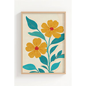 Renkli Kuş, Güneş Ve Çiçek 3 Parçalı Ahşap Çerçeveli Tablo Seti 21x30 cm