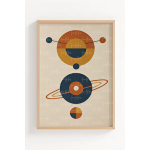 Geometrik Soyut Sanat 3’lü Ahşap Çerçeveli Tablo Seti - Modern Minimalist Dekor 30x42 cm