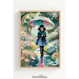 Yağmurlu Gün Ve Doğa 3 Parçalı Ahşap Çerçeveli Tablo Seti 30x42 cm