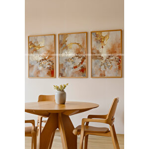 Soyut Sanat 3 Parçalı Ahşap Çerçeveli Tablo Seti-2 21x30 cm