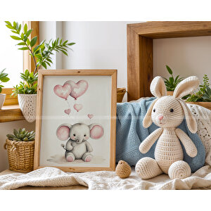 Panda, Fil Ve Tilki 3’lü 1. Kalite Ahşap Çerçeveli Tablo Seti – Bebek Odası Dekoru 21x30 cm