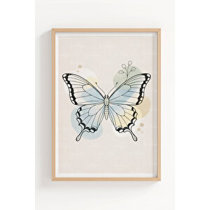 Doğal Kuş Ve Kelebek 3’lü Ahşap Çerçeveli Tablo Seti - Salon Duvar Dekoru 30x42 cm