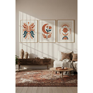 Mistik Semboller Modern Minimalist 3 Parçalı Ahşap Çerçeveli Tablo Seti 50x70 cm